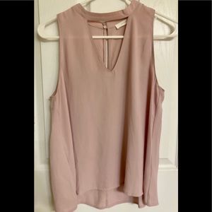 Lush Brand Sheer Pink V-neck Sexy Tank Top Choker Collar Polyester Size Medium
